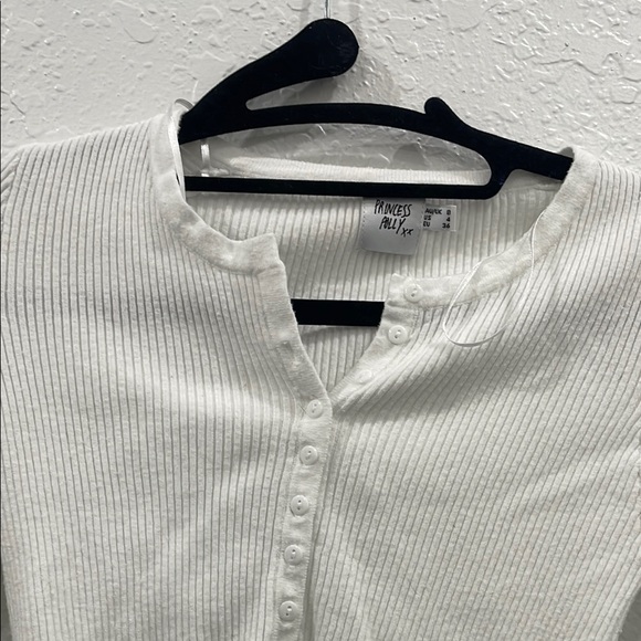 Princess Polly White Long Sleeve Crop Sweater - Picture 2 of 5